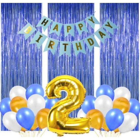 Generic 2Nd Birthday Decoration Combo Of No 2 Foil Balloons, Banner, Balloons And Curtain (Multicolor) Generic 2Nd Birthday Decoration Combo Of No 2 Foil Balloons, Banner, Balloons And Curtain (Multicolor)