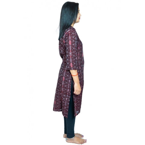 Generic Women's Sambalpuri Certified Handloom Pure Cotton Straight Kurti (Brown) Generic Women's Sambalpuri Certified Handloom Pure Cotton Straight Kurti (Brown)