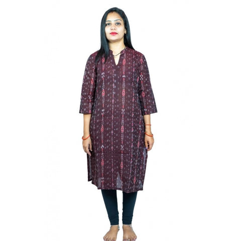 Generic Women's Sambalpuri Certified Handloom Pure Cotton Straight Kurti (Brown) Generic Women's Sambalpuri Certified Handloom Pure Cotton Straight Kurti (Brown)