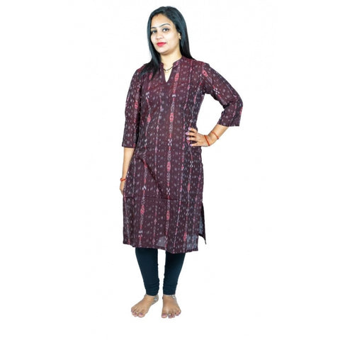 Generic Women's Sambalpuri Certified Handloom Pure Cotton Straight Kurti (Brown) Generic Women's Sambalpuri Certified Handloom Pure Cotton Straight Kurti (Brown)