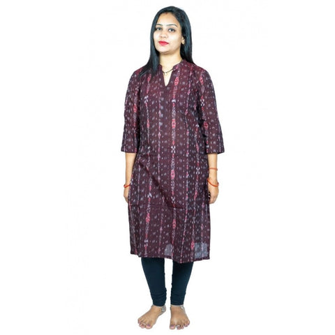 Generic Women's Sambalpuri Certified Handloom Pure Cotton Straight Kurti (Brown) Generic Women's Sambalpuri Certified Handloom Pure Cotton Straight Kurti (Brown)