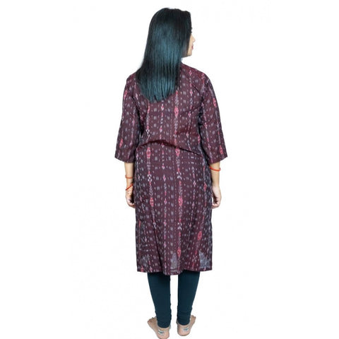 Generic Women's Sambalpuri Certified Handloom Pure Cotton Straight Kurti (Brown) Generic Women's Sambalpuri Certified Handloom Pure Cotton Straight Kurti (Brown)