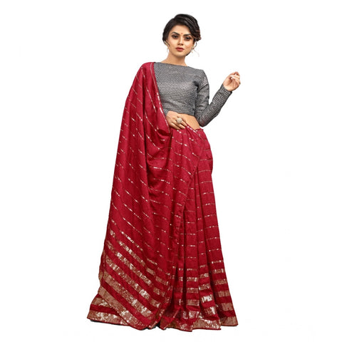 Generic Women's Vichitra Saree with Blouse (Red, 5-6 Mtrs) Generic Women's Vichitra Saree with Blouse (Red, 5-6 Mtrs)
