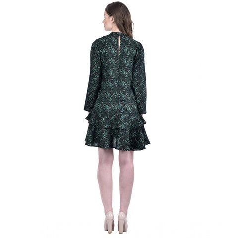 Generic Women's Cotton Blend Floral Full Sleeves Dress (Green) Generic Women's Cotton Blend Floral Full Sleeves Dress (Green)
