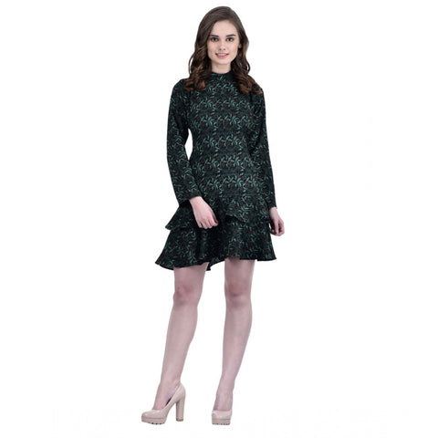 Generic Women's Cotton Blend Floral Full Sleeves Dress (Green) Generic Women's Cotton Blend Floral Full Sleeves Dress (Green)