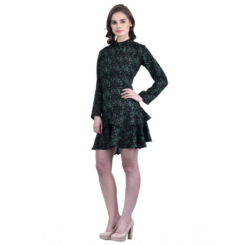 Generic Women's Cotton Blend Floral Full Sleeves Dress (Green) Generic Women's Cotton Blend Floral Full Sleeves Dress (Green)