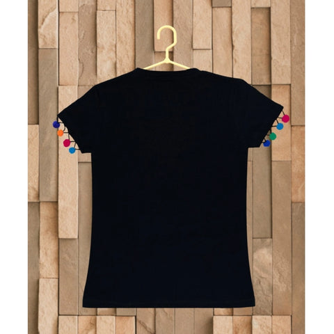 Generic Girl's Casual Short Sleeve Printed Cotton T Shirt (Black) Generic Girl's Casual Short Sleeve Printed Cotton T Shirt (Black)