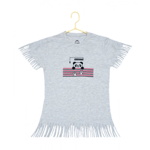 Generic Girl's Casual Short Sleeve Printed Cotton T Shirt (Grey) Generic Girl's Casual Short Sleeve Printed Cotton T Shirt (Grey)
