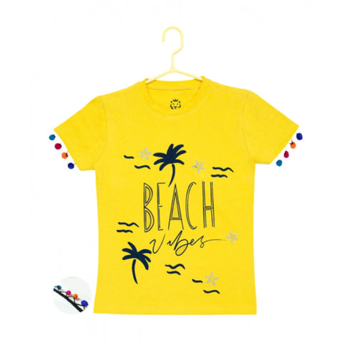 Generic Girl's Casual Short Sleeve Printed Cotton T Shirt (Yellow) Generic Girl's Casual Short Sleeve Printed Cotton T Shirt (Yellow)