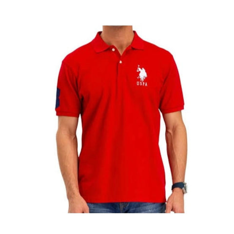 Generic Men's Casual Half sleeve Solid Cotton Polo Neck T-shirt (Red) Generic Men's Casual Half sleeve Solid Cotton Polo Neck T-shirt (Red)