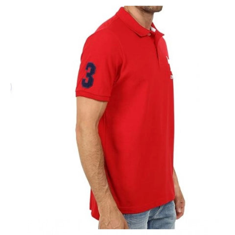 Generic Men's Casual Half sleeve Solid Cotton Polo Neck T-shirt (Red) Generic Men's Casual Half sleeve Solid Cotton Polo Neck T-shirt (Red)