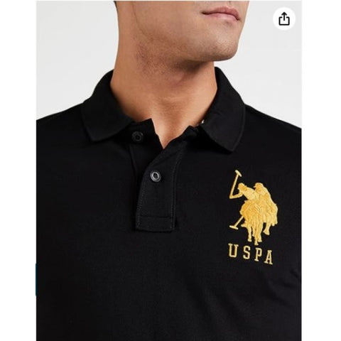 Generic Men's Casual Half sleeve Solid Cotton Polo Neck T-shirt (Black) Generic Men's Casual Half sleeve Solid Cotton Polo Neck T-shirt (Black)