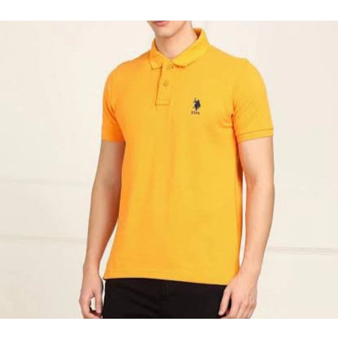 Generic Men's Casual Half sleeve Solid Cotton Polo Neck T-shirt (Yellow) Generic Men's Casual Half sleeve Solid Cotton Polo Neck T-shirt (Yellow)
