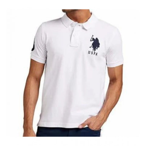 Generic Men's Casual Half sleeve Solid Cotton Polo Neck T-shirt (White) Generic Men's Casual Half sleeve Solid Cotton Polo Neck T-shirt (White)