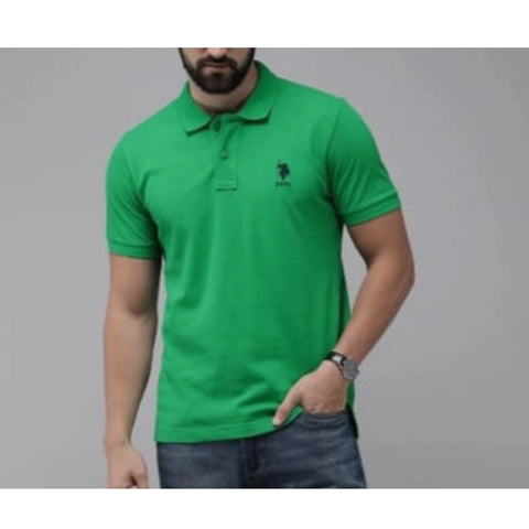 Generic Men's Casual Half sleeve Solid Cotton Polo Neck T-shirt (Green) Generic Men's Casual Half sleeve Solid Cotton Polo Neck T-shirt (Green)
