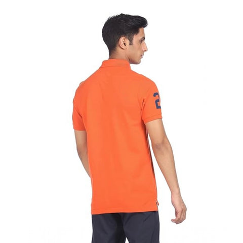 Generic Men's Casual Half sleeve Solid Cotton Polo Neck T-shirt (Orange) Generic Men's Casual Half sleeve Solid Cotton Polo Neck T-shirt (Orange)