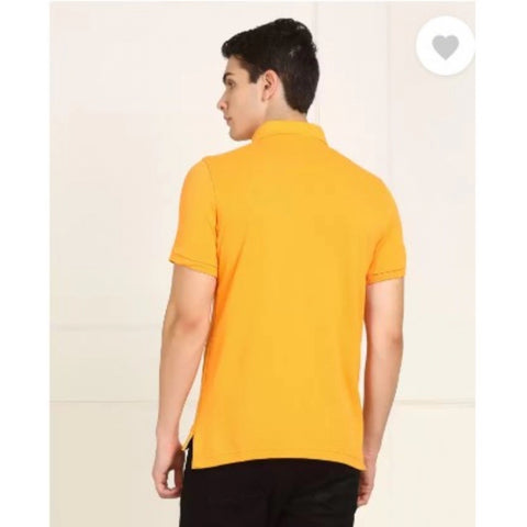 Generic Men's Casual Half sleeve Solid Cotton Polo Neck T-shirt (Yellow) Generic Men's Casual Half sleeve Solid Cotton Polo Neck T-shirt (Yellow)