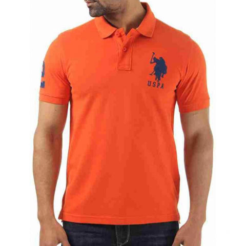 Generic Men's Casual Half sleeve Solid Cotton Polo Neck T-shirt (Orange) Generic Men's Casual Half sleeve Solid Cotton Polo Neck T-shirt (Orange)