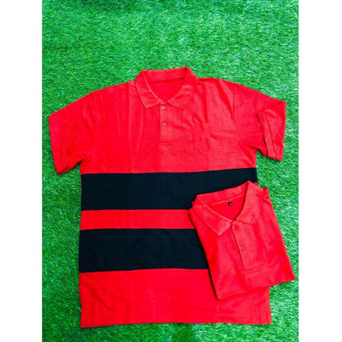 Generic Men's Casual Short Sleeves Cotton Polo Neck T-shirt (Red) Generic Men's Casual Short Sleeves Cotton Polo Neck T-shirt (Red)