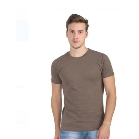 Generic Men's Casual Short Sleeves Cotton Round Neck T-shirt (Khaki) Generic Men's Casual Short Sleeves Cotton Round Neck T-shirt (Khaki)