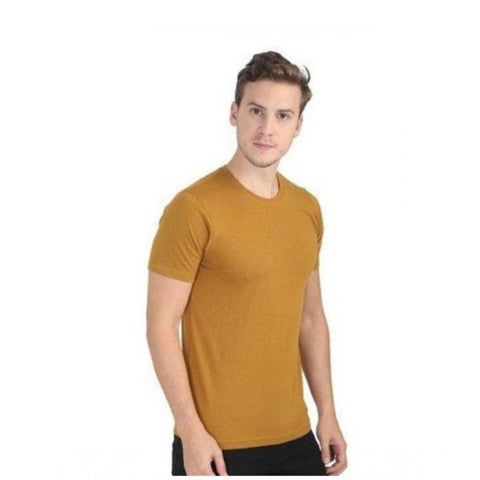 Generic Men's Casual Short Sleeves Cotton Round Neck T-shirt (Mustard) Generic Men's Casual Short Sleeves Cotton Round Neck T-shirt (Mustard)