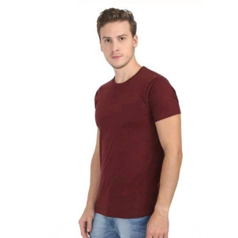 Generic Men's Casual Short Sleeves Cotton Round Neck T-shirt (Maroon) Generic Men's Casual Short Sleeves Cotton Round Neck T-shirt (Maroon)