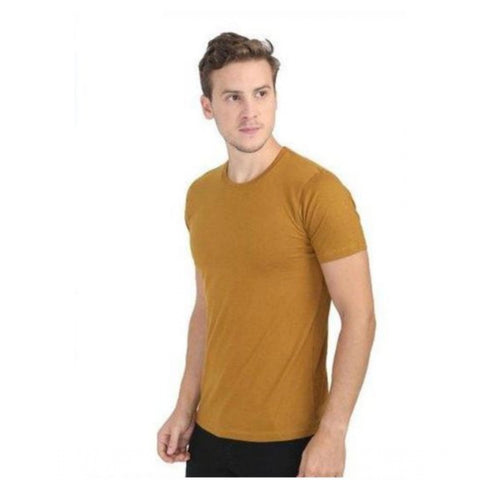 Generic Men's Casual Short Sleeves Cotton Round Neck T-shirt (Mustard) Generic Men's Casual Short Sleeves Cotton Round Neck T-shirt (Mustard)
