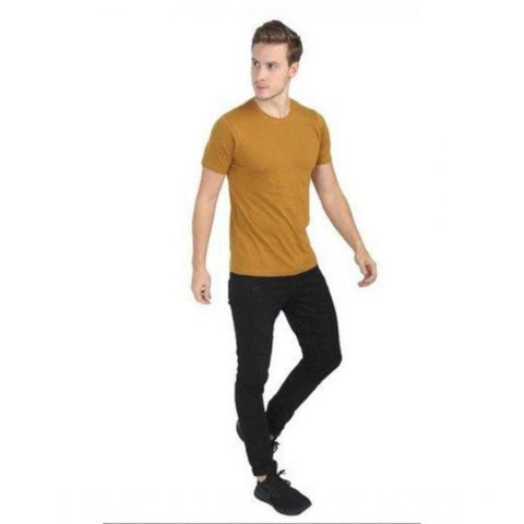 Generic Men's Casual Short Sleeves Cotton Round Neck T-shirt (Mustard) Generic Men's Casual Short Sleeves Cotton Round Neck T-shirt (Mustard)