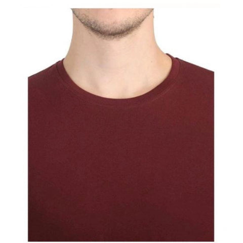 Generic Men's Casual Short Sleeves Cotton Round Neck T-shirt (Maroon) Generic Men's Casual Short Sleeves Cotton Round Neck T-shirt (Maroon)