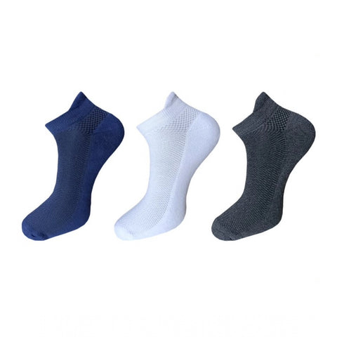 Generic 3_Pair Set Unisex Casual Cotton Solid Ankle Length Socks (Multicolor) Generic 3_Pair Set Unisex Casual Cotton Solid Ankle Length Socks (Multicolor)