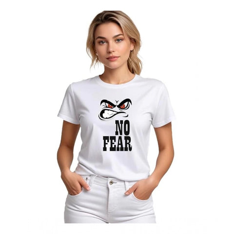 Generic Women's Polyester Solid Printed Round Neck Half Sleeve T-shirt (White) Generic Women's Polyester Solid Printed Round Neck Half Sleeve T-shirt (White)