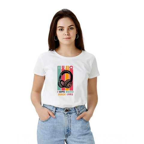 Generic Women's Polyester Solid Printed Round Neck Half Sleeve T-shirt (White) Generic Women's Polyester Solid Printed Round Neck Half Sleeve T-shirt (White)