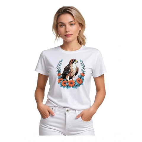 Generic Women's Polyester Solid Printed Round Neck Half Sleeve T-shirt (White) Generic Women's Polyester Solid Printed Round Neck Half Sleeve T-shirt (White)