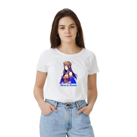Generic Women's Polyester Solid Printed Round Neck Half Sleeve T-shirt (White) Generic Women's Polyester Solid Printed Round Neck Half Sleeve T-shirt (White)
