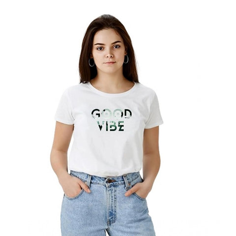 Generic Women's Polyester Solid Printed Round Neck Half Sleeve T-shirt (White) Generic Women's Polyester Solid Printed Round Neck Half Sleeve T-shirt (White)