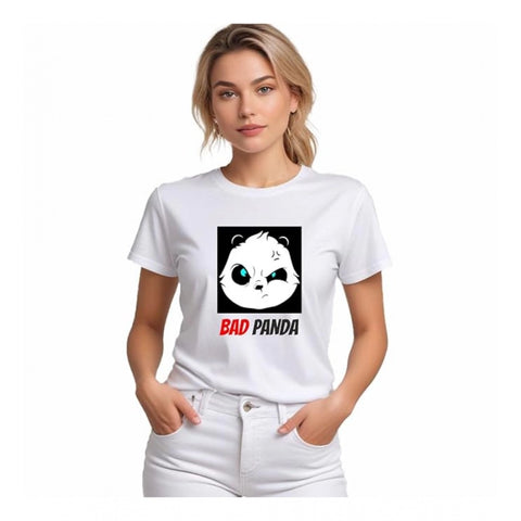 Generic Women's Polyester Solid Printed Round Neck Half Sleeve T-shirt (White) Generic Women's Polyester Solid Printed Round Neck Half Sleeve T-shirt (White)