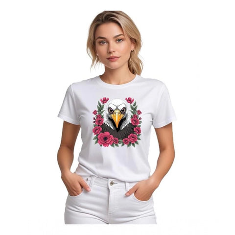 Generic Women's Polyester Solid Printed Round Neck Half Sleeve T-shirt (White) Generic Women's Polyester Solid Printed Round Neck Half Sleeve T-shirt (White)