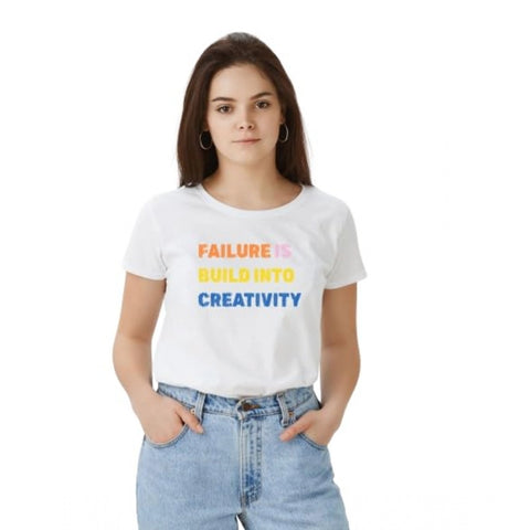 Generic Women's Polyester Solid Printed Round Neck Half Sleeve T-shirt (White) Generic Women's Polyester Solid Printed Round Neck Half Sleeve T-shirt (White)