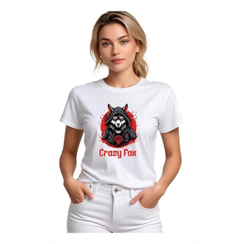 Generic Women's Polyester Solid Printed Round Neck Half Sleeve T-shirt (White) Generic Women's Polyester Solid Printed Round Neck Half Sleeve T-shirt (White)