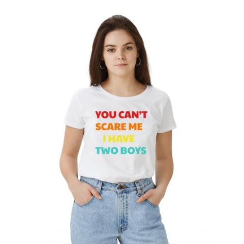 Generic Women's Polyester Solid Printed Round Neck Half Sleeve T-shirt (White) Generic Women's Polyester Solid Printed Round Neck Half Sleeve T-shirt (White)