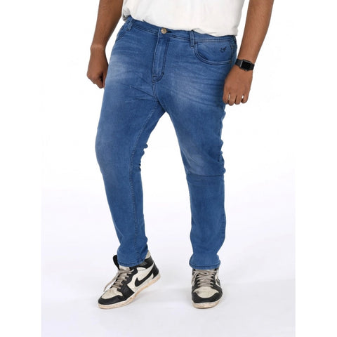 Generic Men's Cotton Blended Solid Plus Size Jeans (Blue) Generic Men's Cotton Blended Solid Plus Size Jeans (Blue)