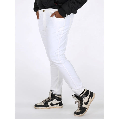 Generic Men's Cotton Blended Solid Plus Size Jeans (White) Generic Men's Cotton Blended Solid Plus Size Jeans (White)