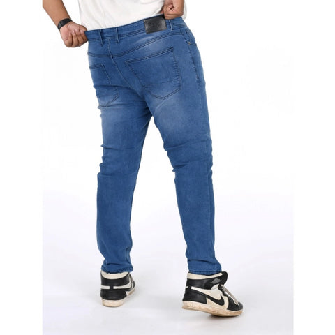 Generic Men's Cotton Blended Solid Plus Size Jeans (Blue) Generic Men's Cotton Blended Solid Plus Size Jeans (Blue)