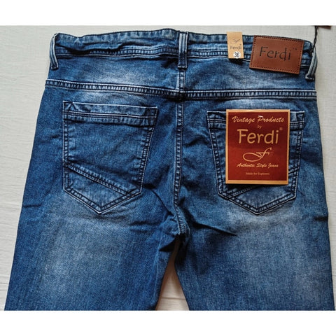 Generic Men's Cotton Blended Solid Tapered Jeans (Blue) Generic Men's Cotton Blended Solid Tapered Jeans (Blue)