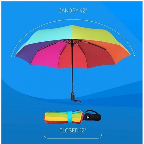 Generic Metal Portable Auto Travel Umbrella (Rainbow) Generic Metal Portable Auto Travel Umbrella (Rainbow)