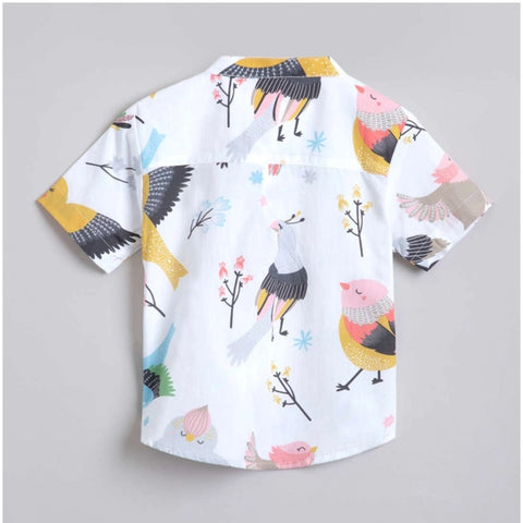 Generic Boy's Cotton Blend Printed Short Sleeve Shirt and Shorts Set (White) Generic Boy's Cotton Blend Printed Short Sleeve Shirt and Shorts Set (White)