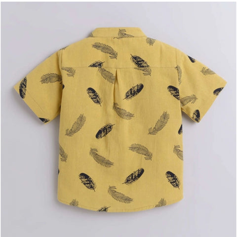 Generic Boy's Cotton Blend Printed Short Sleeve Shirt and Shorts Set (Yellow) Generic Boy's Cotton Blend Printed Short Sleeve Shirt and Shorts Set (Yellow)