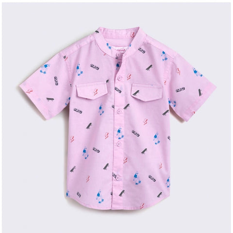 Generic Boy's Cotton Blend Printed Short Sleeve Shirt and Shorts Set (Pink) Generic Boy's Cotton Blend Printed Short Sleeve Shirt and Shorts Set (Pink)