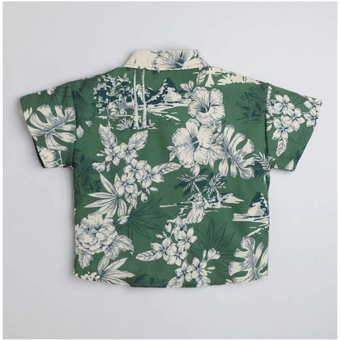 Generic Boy's Cotton Blend Printed Short Sleeve Shirt (Green) Generic Boy's Cotton Blend Printed Short Sleeve Shirt (Green)