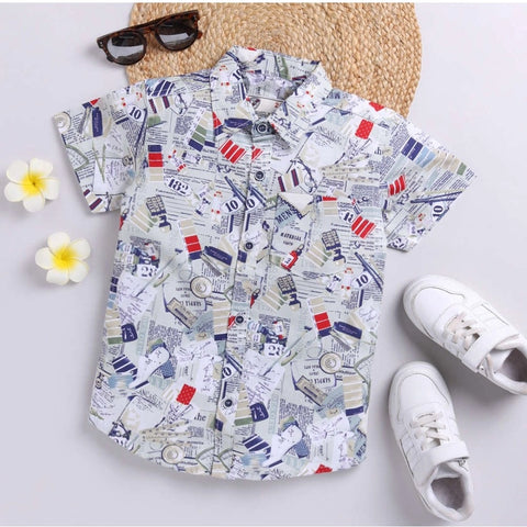 Generic Boy's Cotton Blend Printed Short Sleeve Shirt (MultiColor) Generic Boy's Cotton Blend Printed Short Sleeve Shirt (MultiColor)